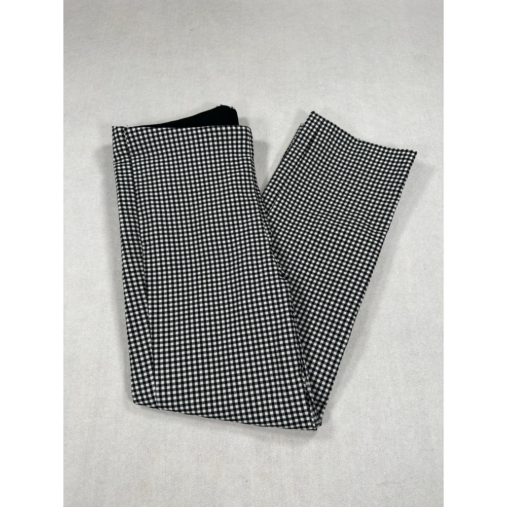 Chico's So Slimming Brigitte Pull On Slim Pants Sz 00 US 2 Black White Checkered